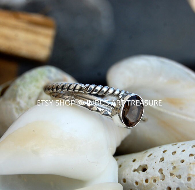 Smoky Quartz Stacking Ring Set