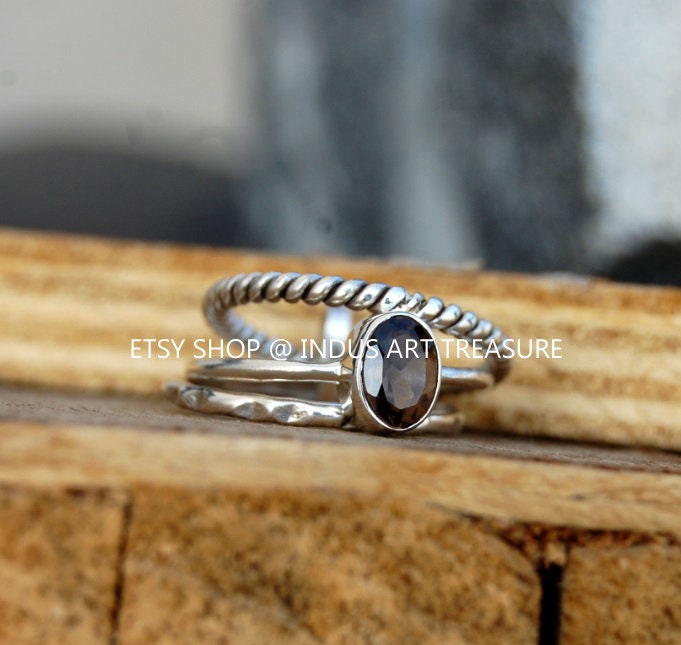 Smoky Quartz Stacking Ring Set
