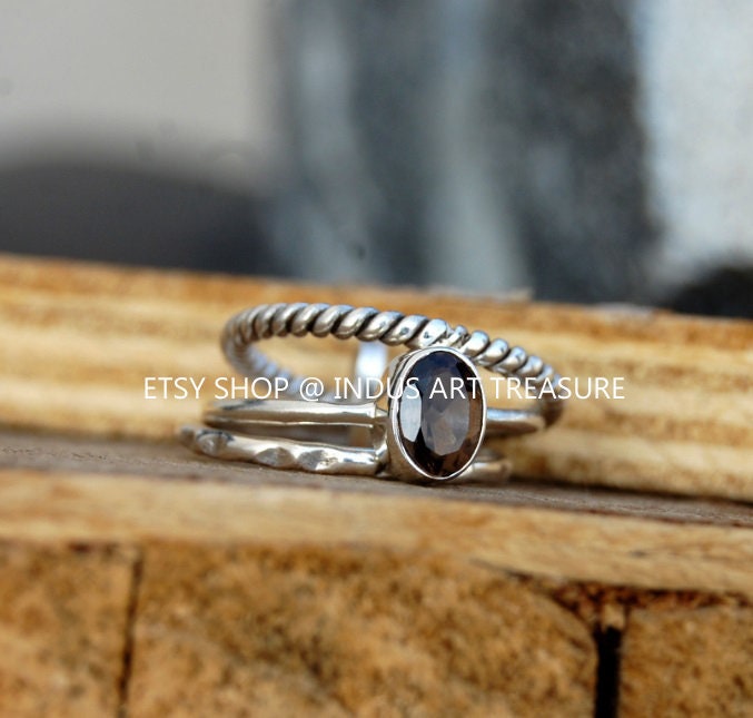 Smoky Quartz Stacking Ring Set