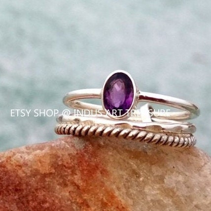 Amethyst Stacking Ring Set