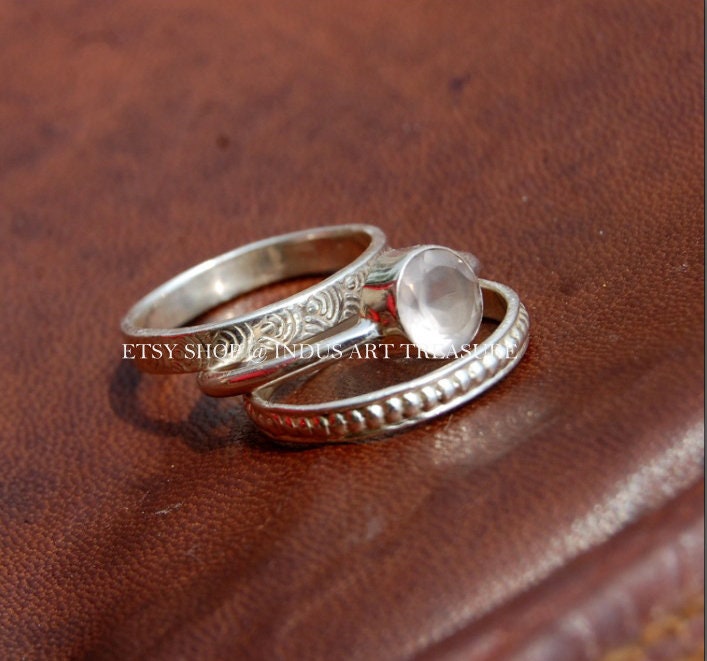 Rose Quartz Stacking Ring Set