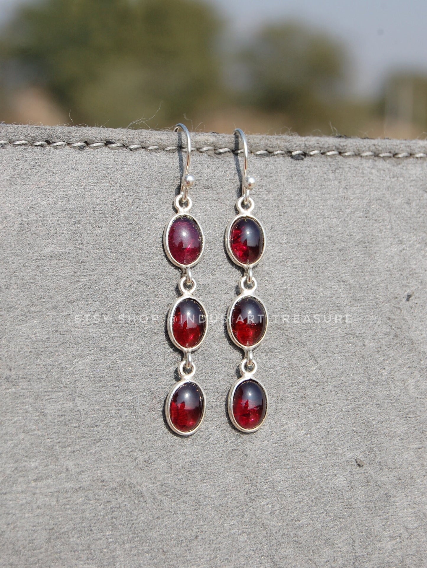 Garnet Long Dangle Earrings