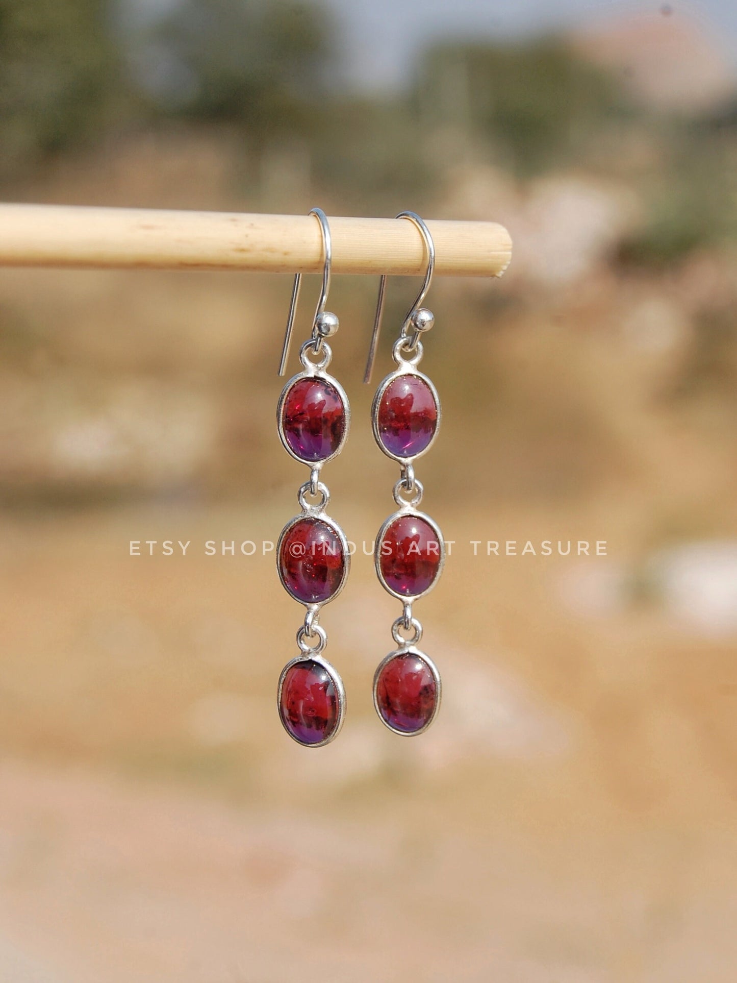 Garnet Long Dangle Earrings