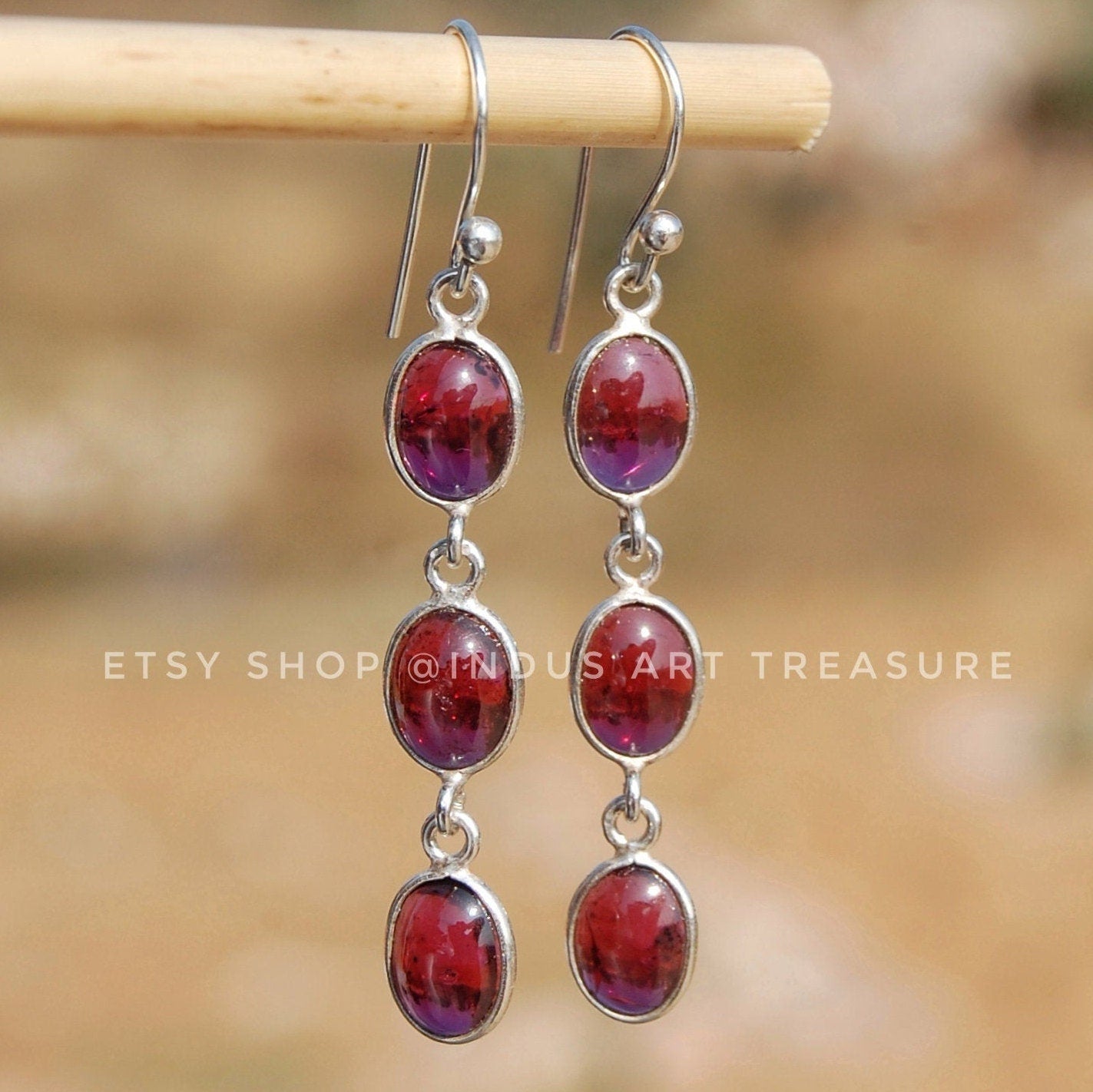 Garnet Long Dangle Earrings