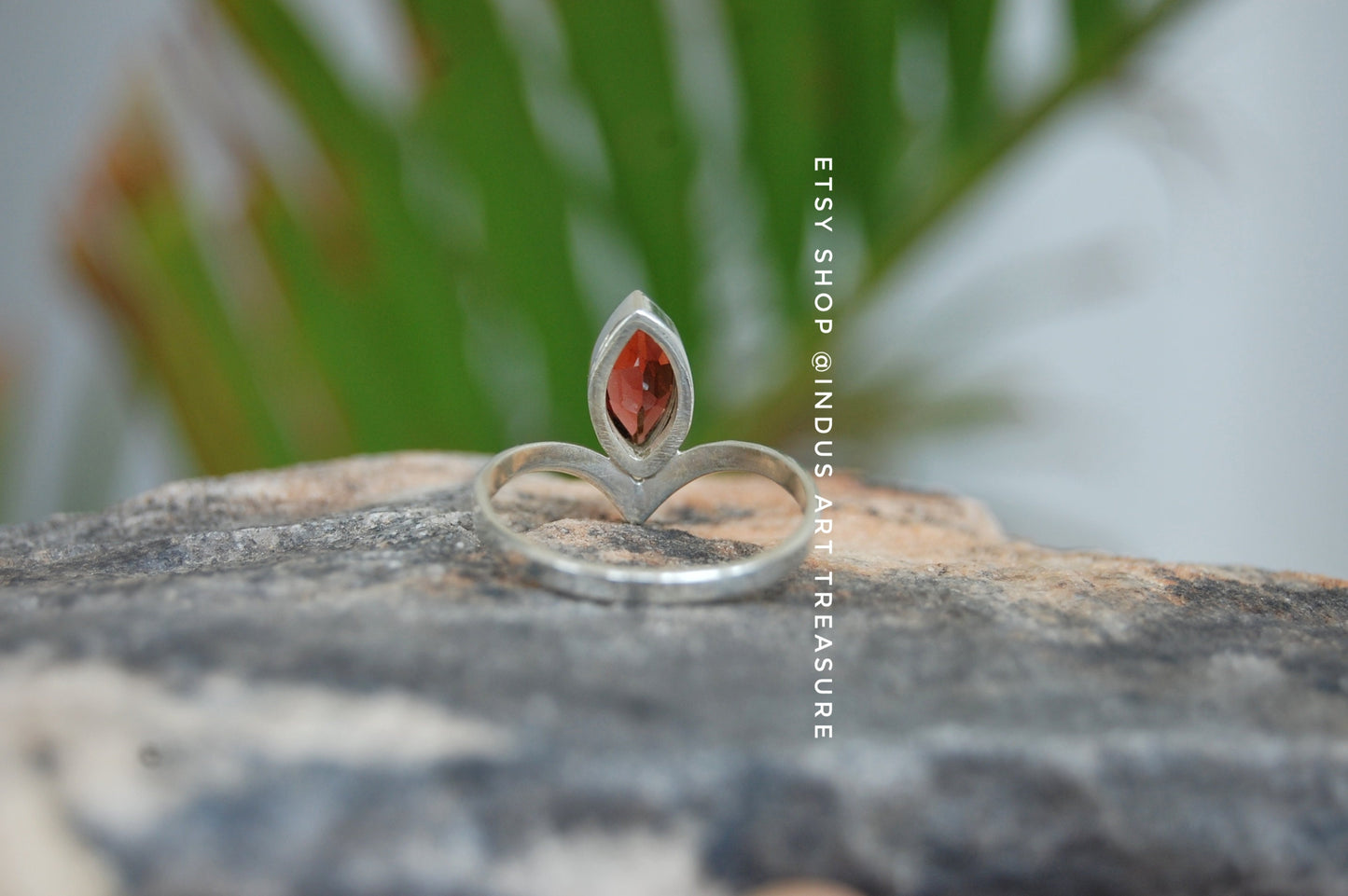 Red Garnet Crown Ring