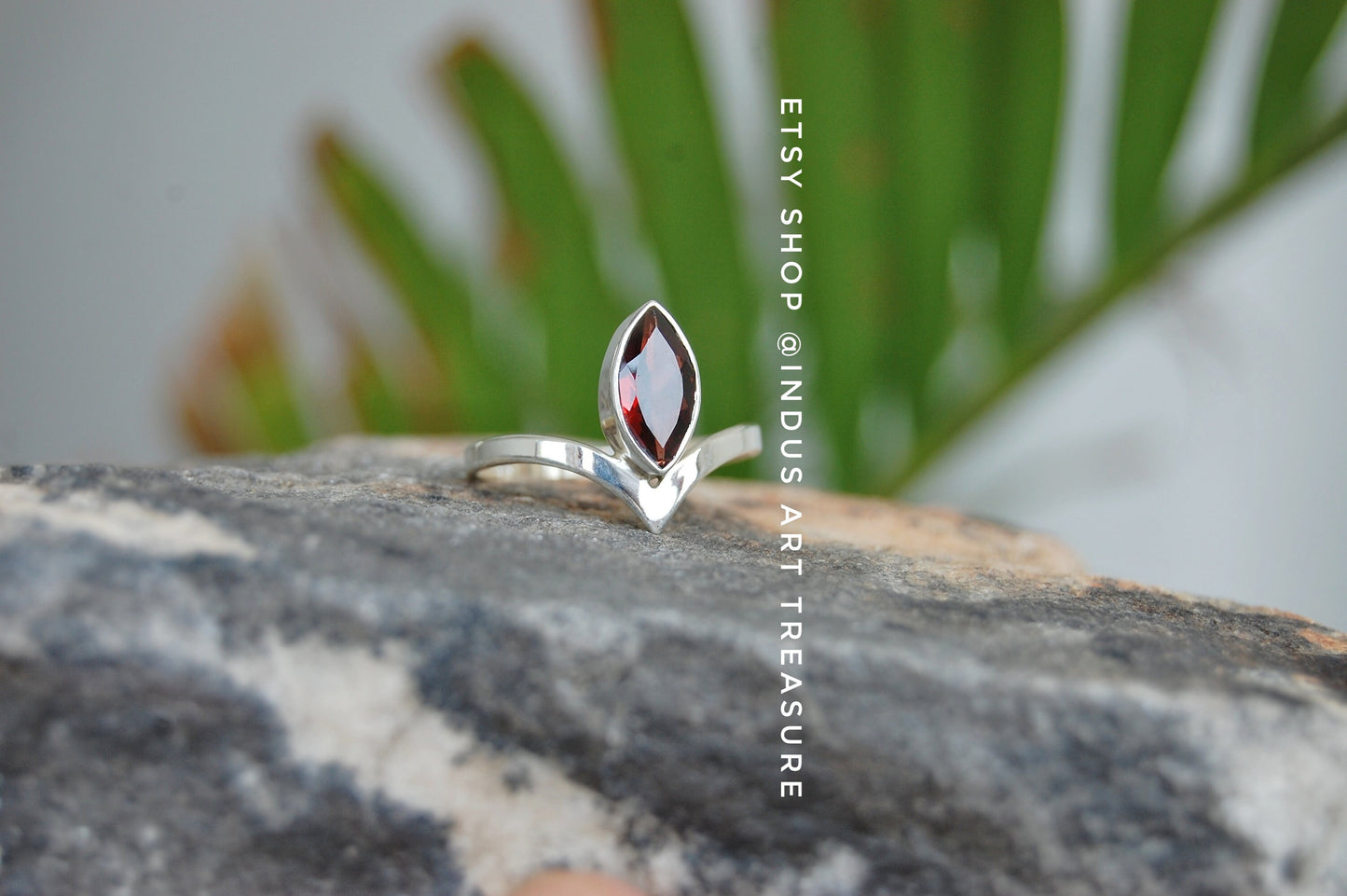 Red Garnet Crown Ring