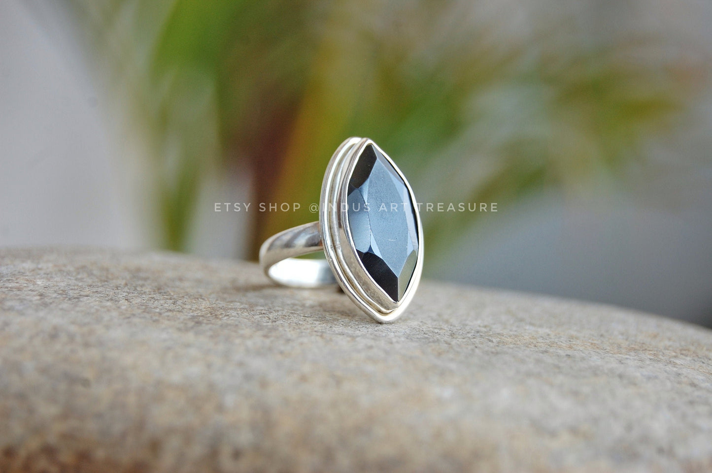 Hematite Marquise Ring