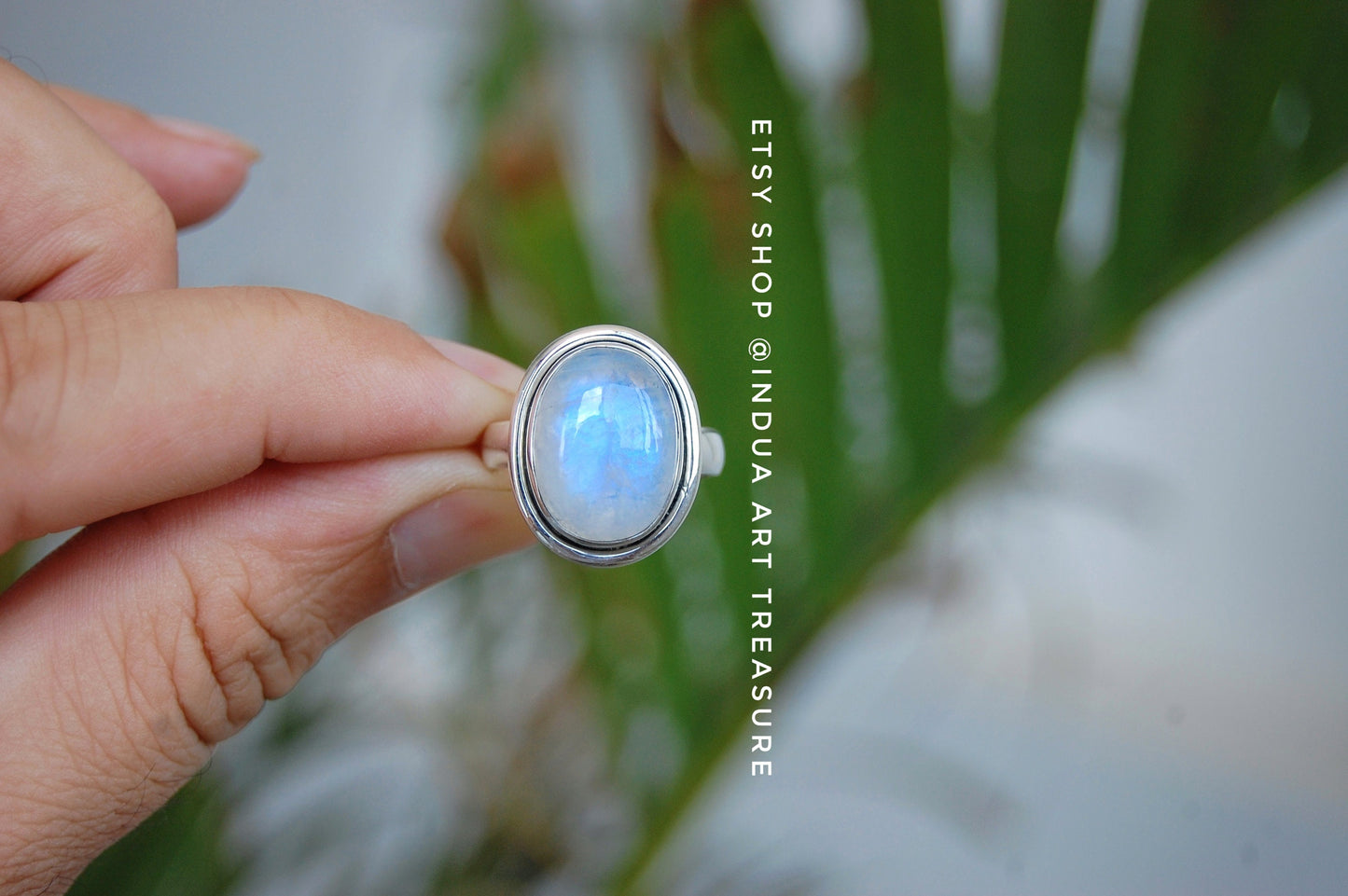 Rainbow Moonstone Statement Ring