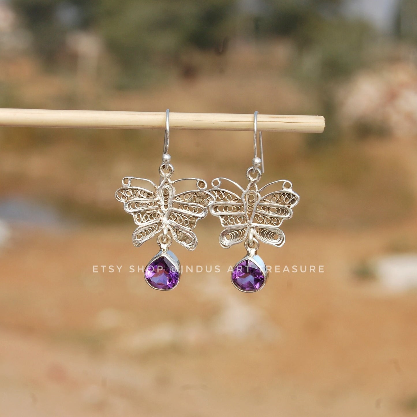 Pretty Butterfly Amethyst Earrings