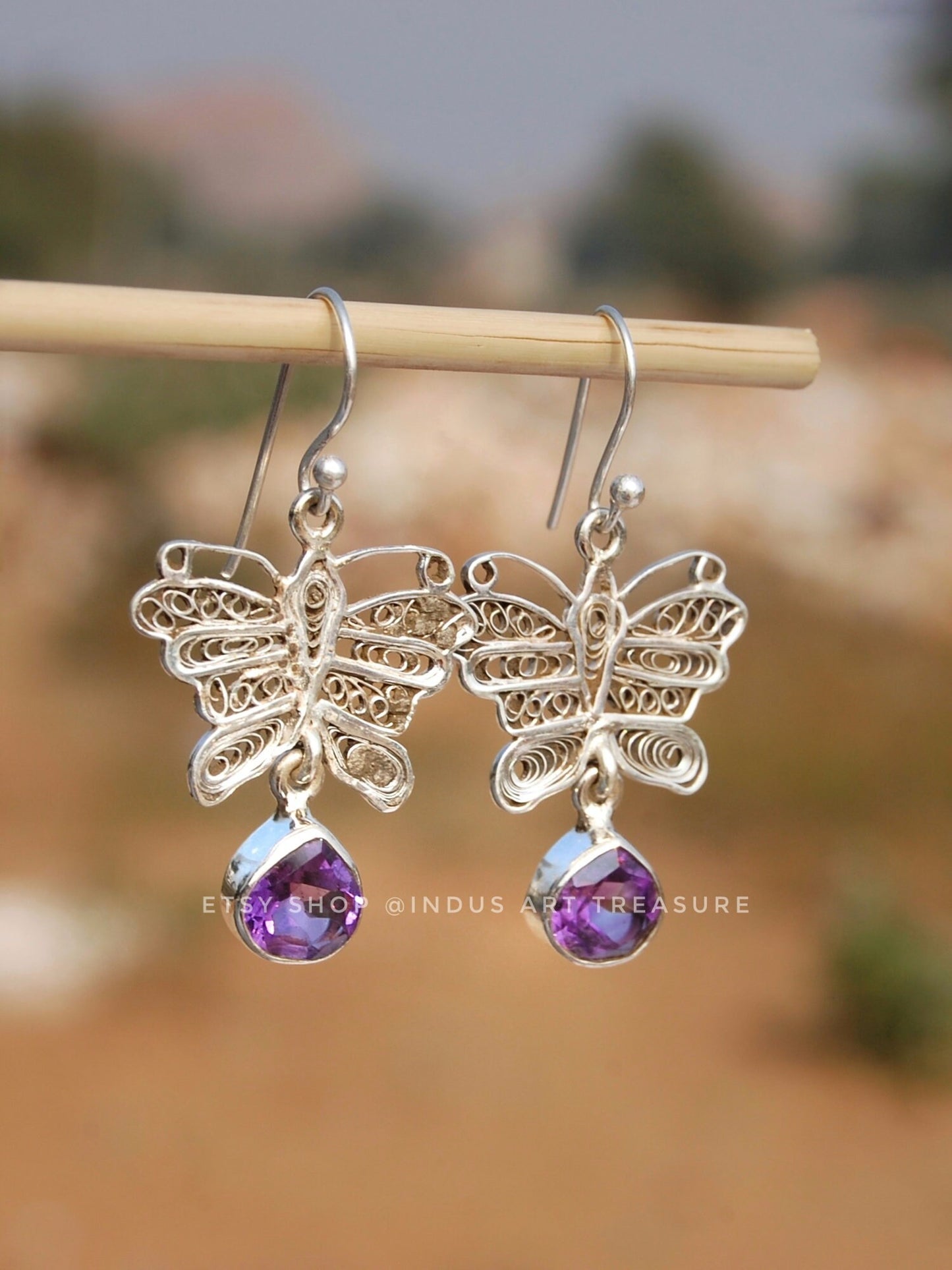 Pretty Butterfly Amethyst Earrings