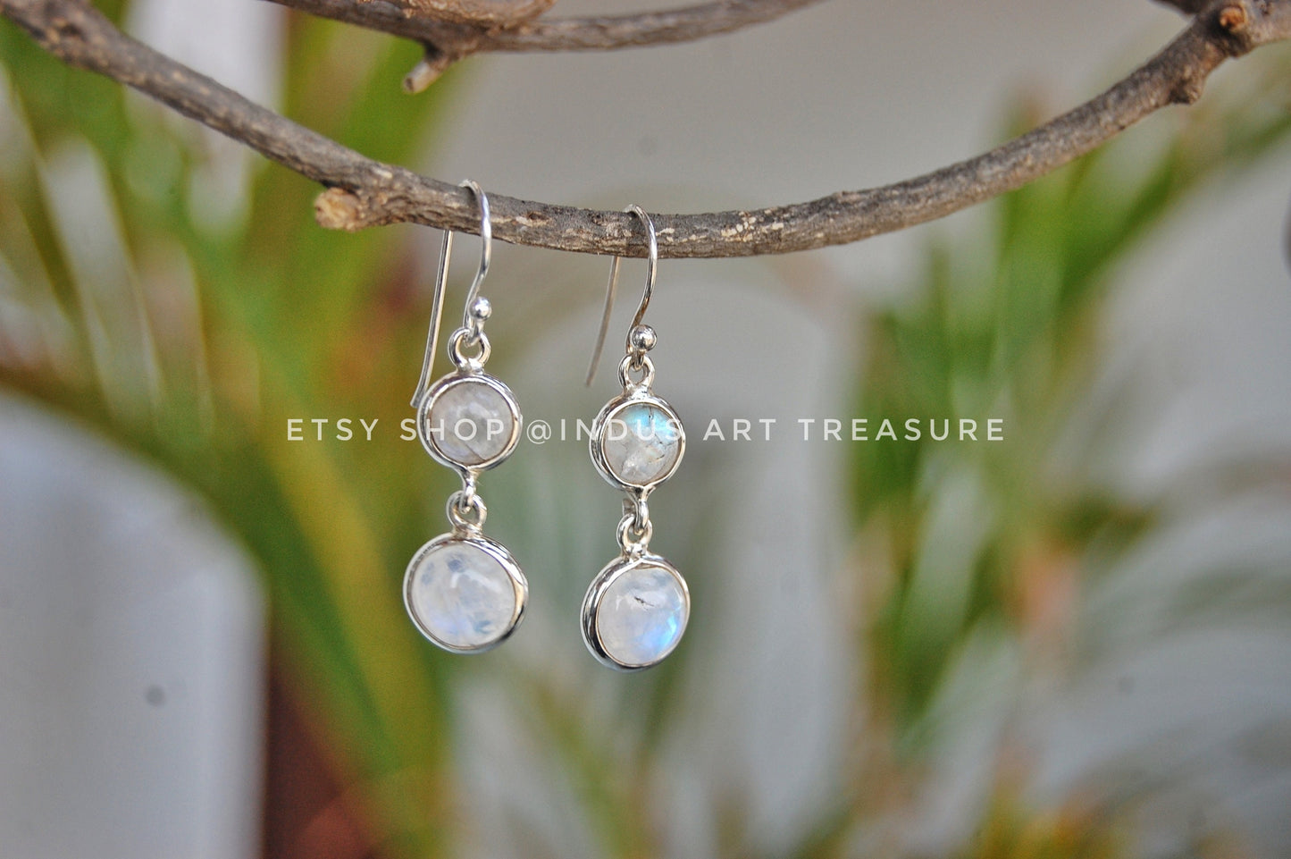 Rainbow Moonstone Dangle Earrings