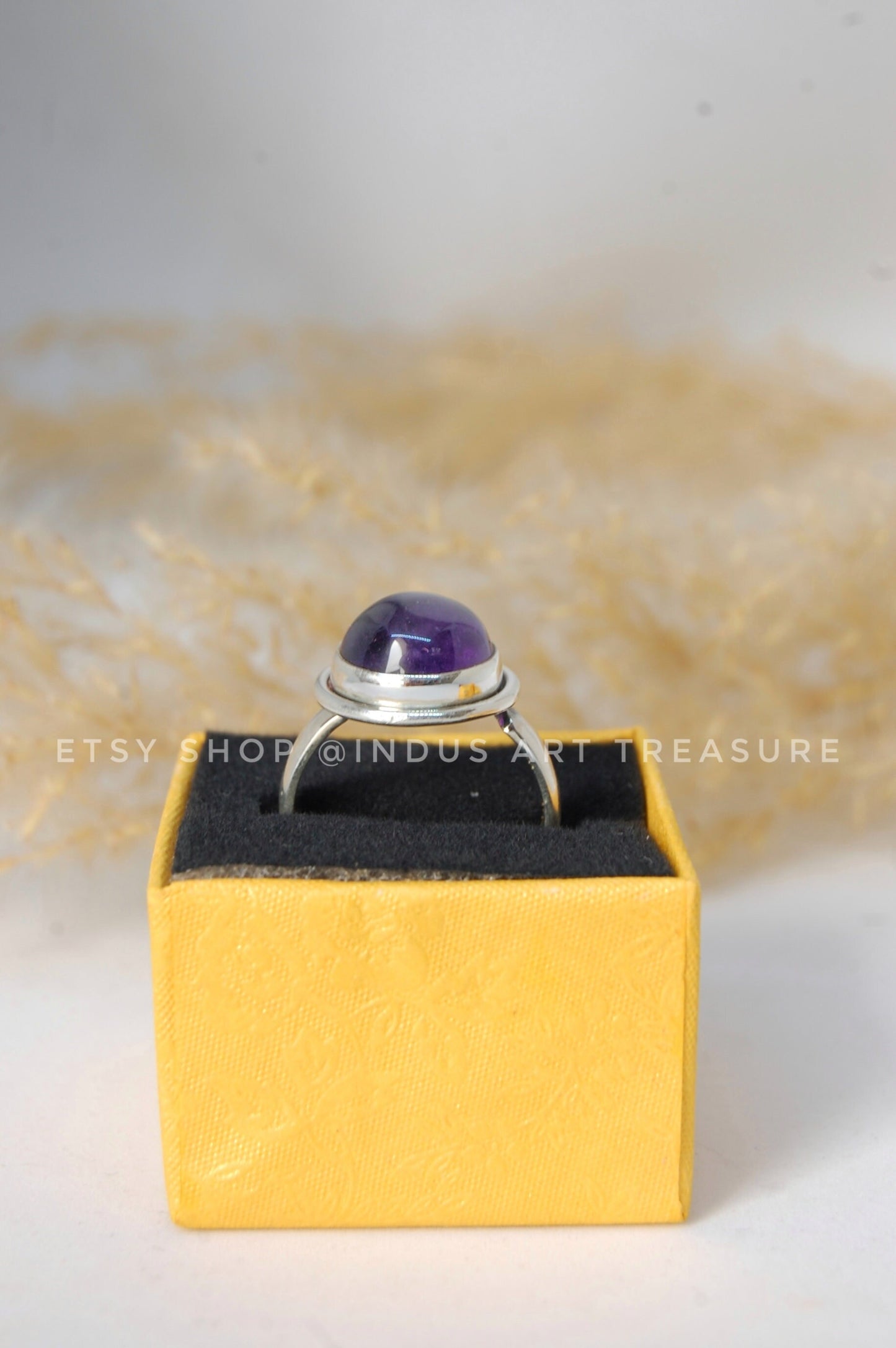 Purple Amethyst Round Ring