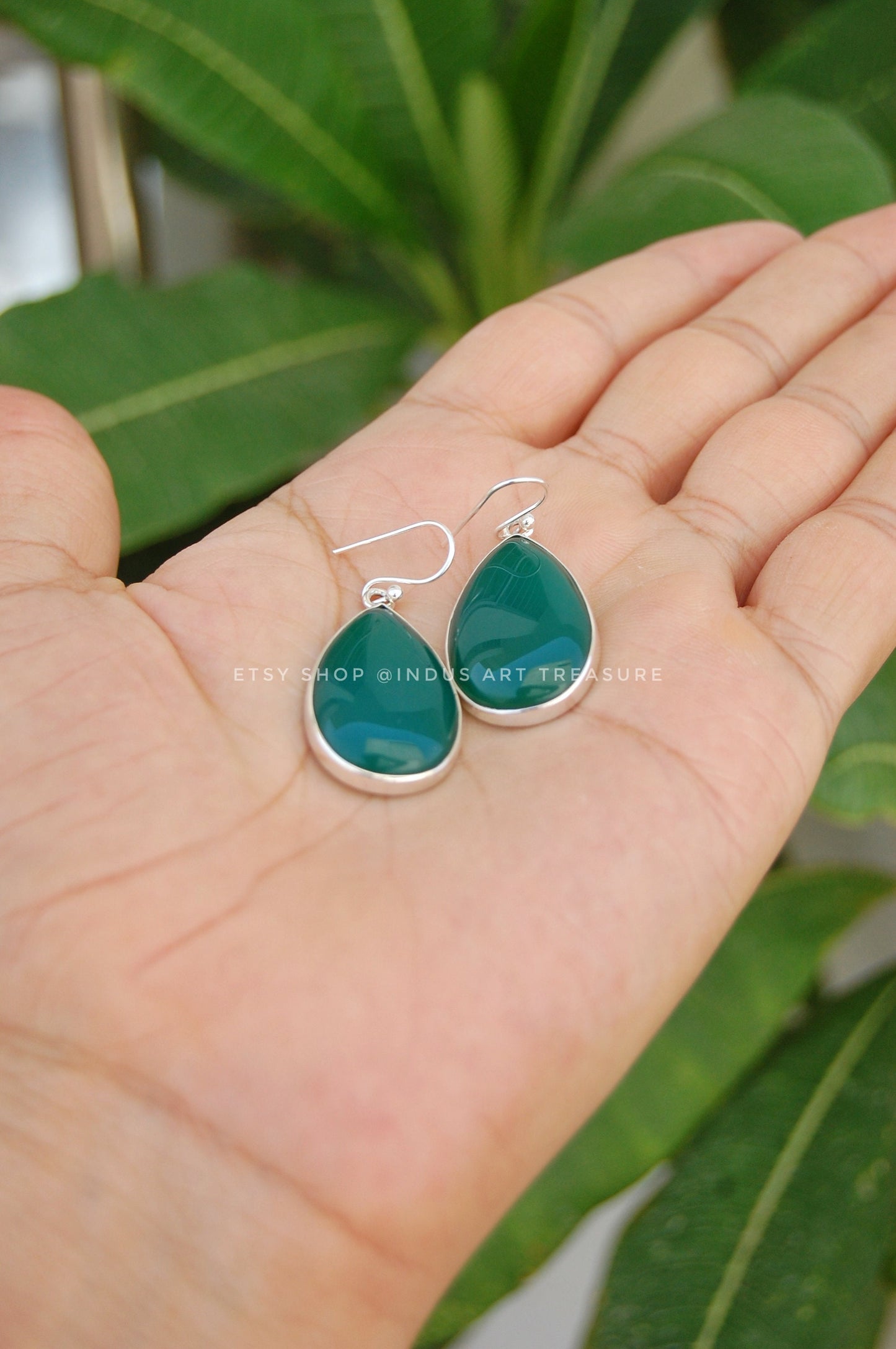 Green Onyx Drop Earrings