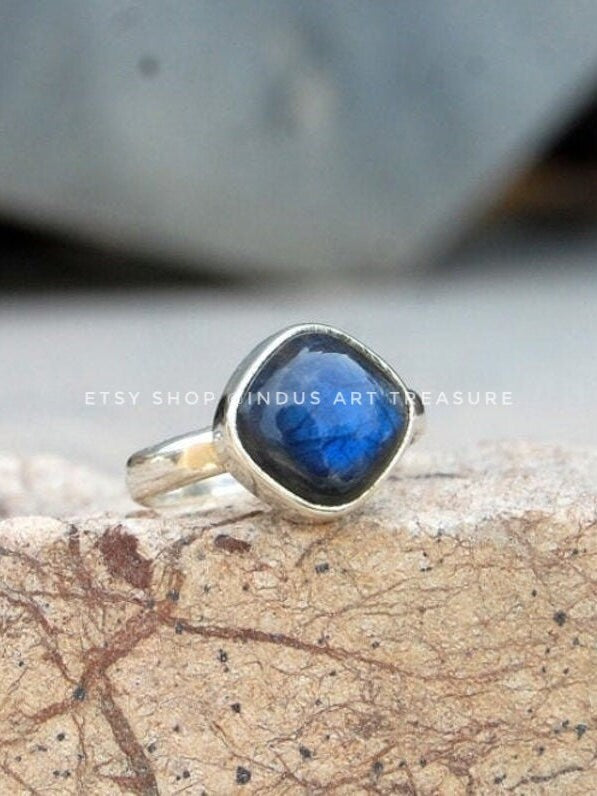 Blue Fire Labradorite Ring