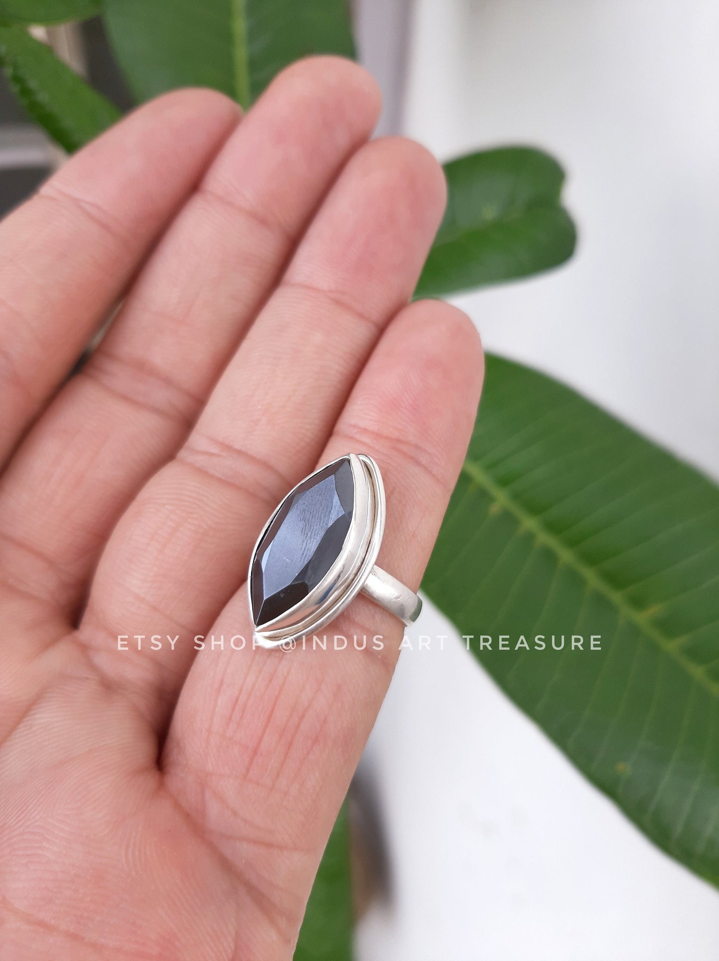 Hematite Marquise Ring