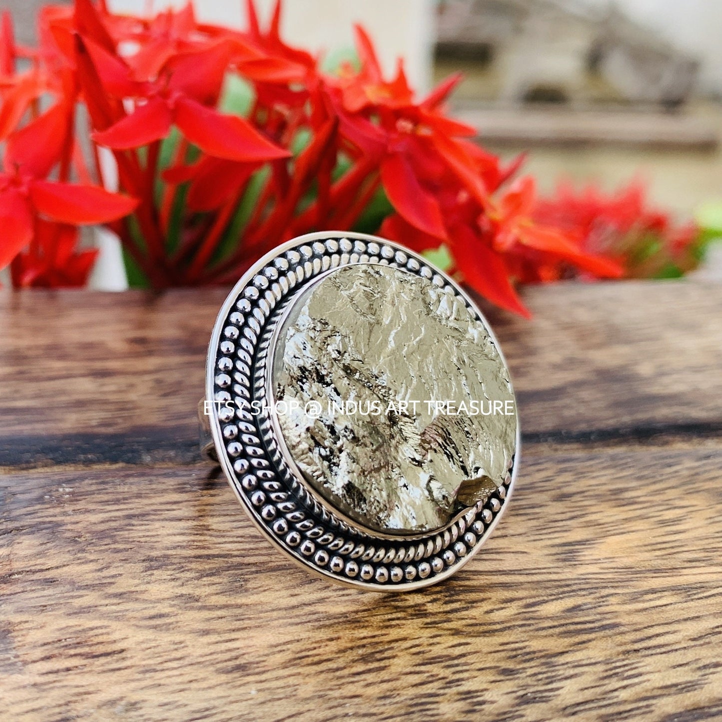 Pyrite Rough Statement Ring