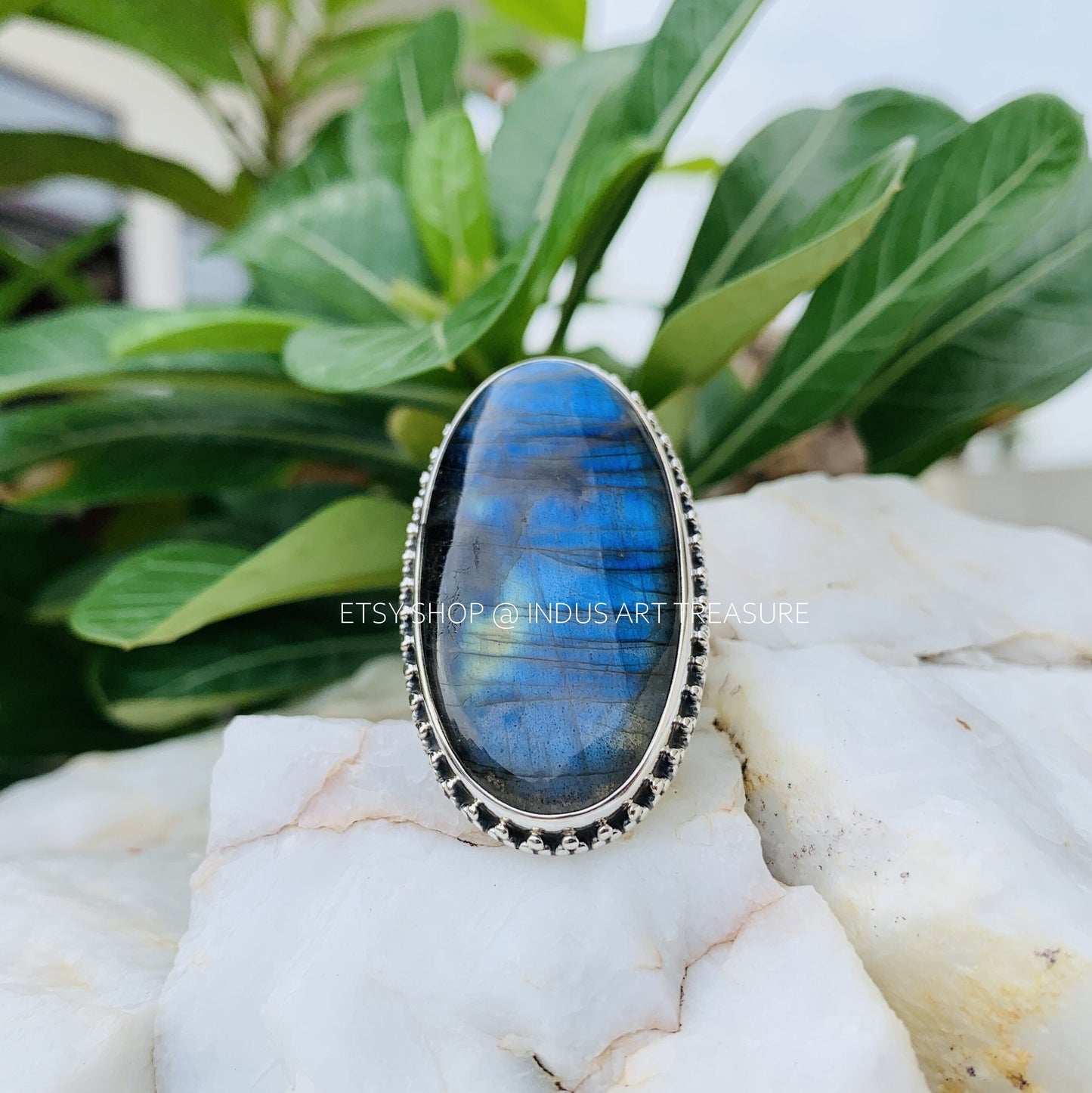 Blue Labradorite Statement Ring