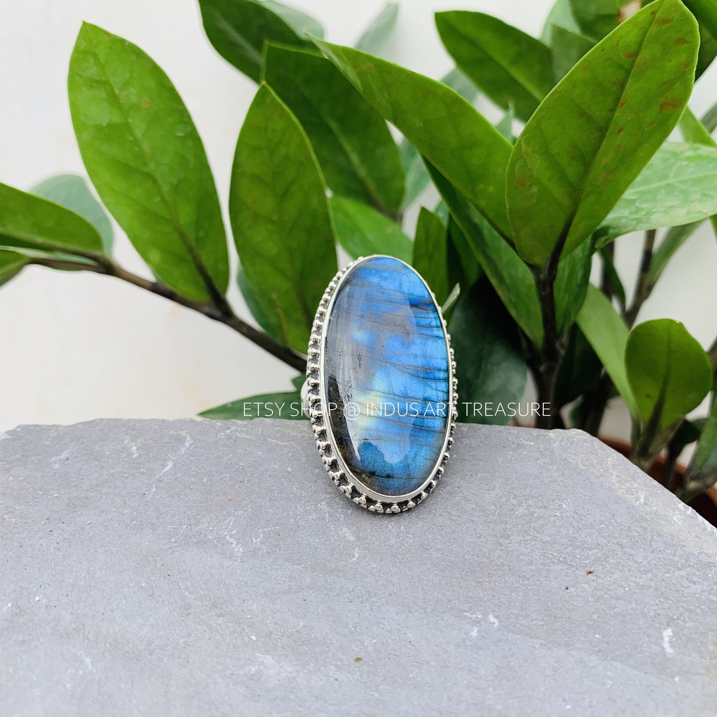 Blue Labradorite Statement Ring