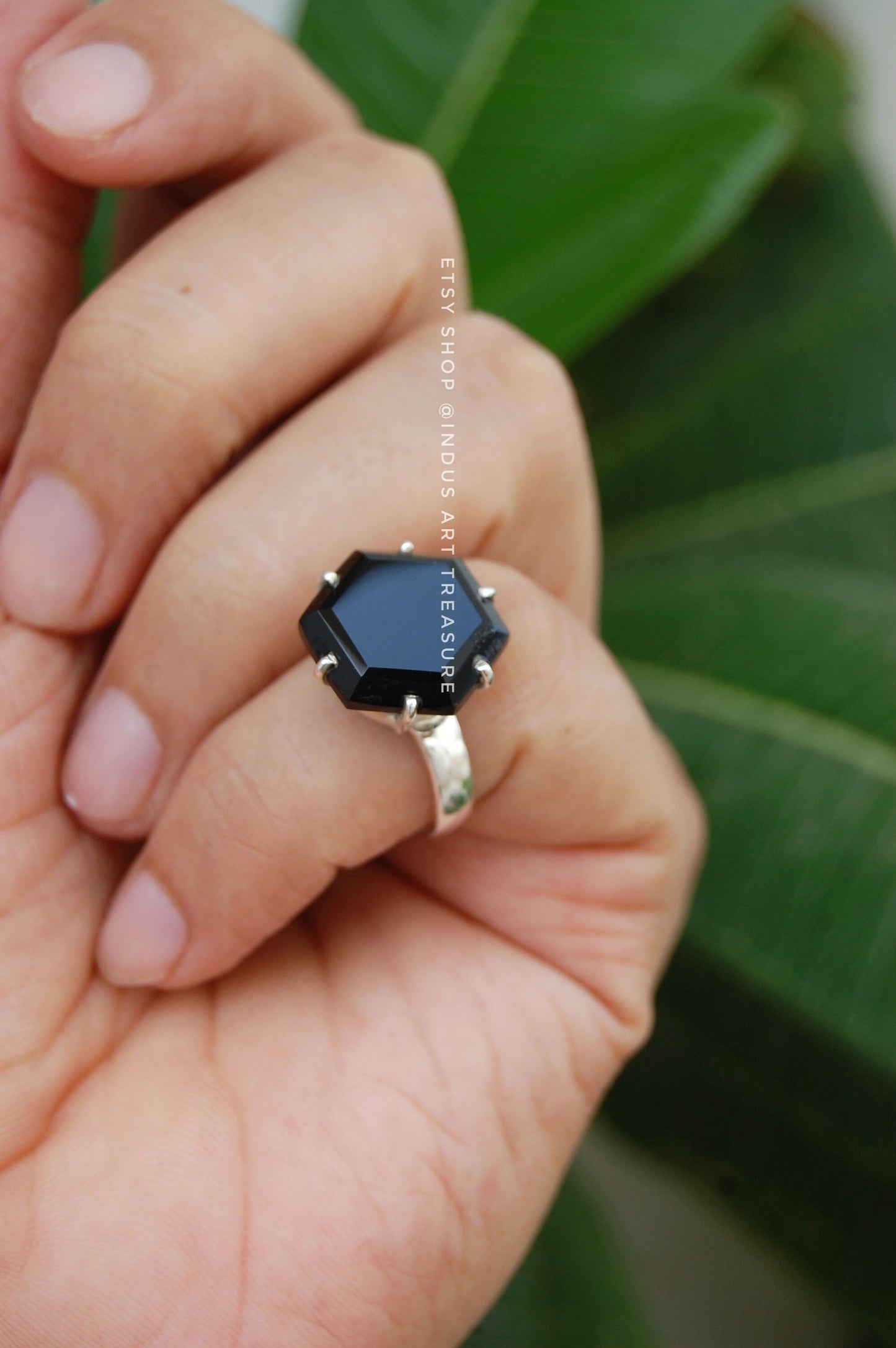 Black Onyx Prong Setting Ring