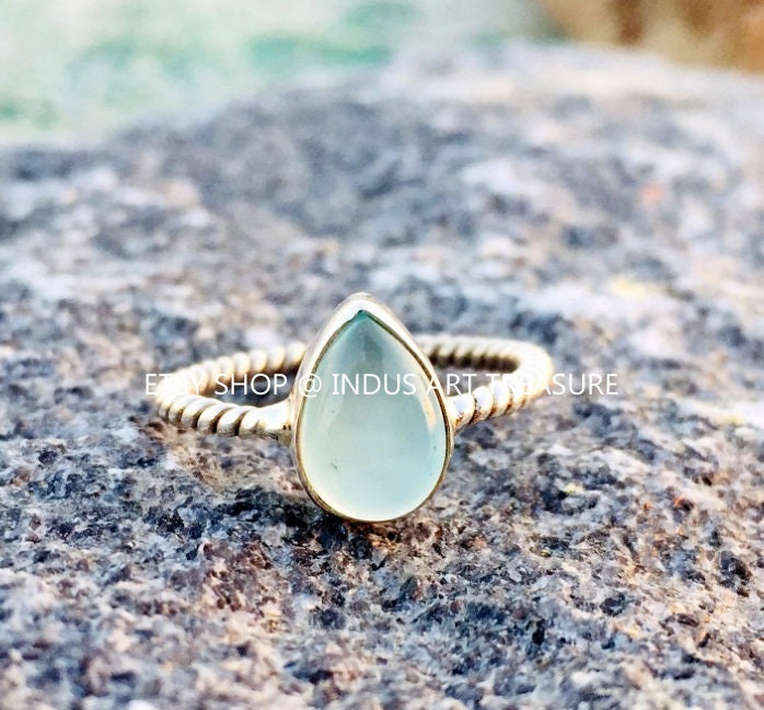 Aqua Chalcedony Dainty Ring
