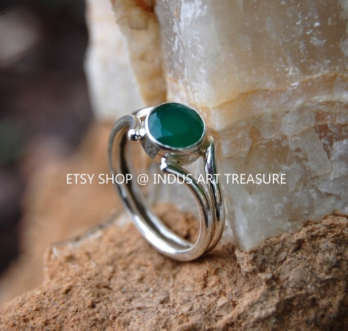 Green Onyx Silver Ring