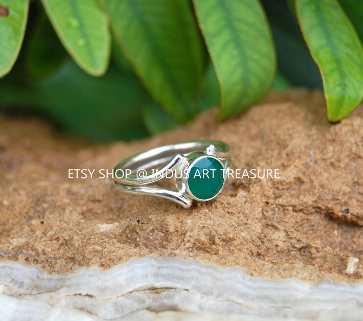 Green Onyx Silver Ring