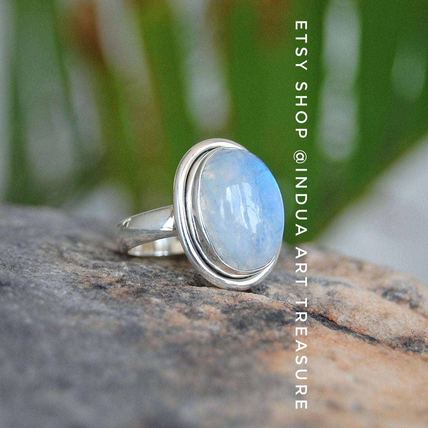 Rainbow Moonstone Statement Ring