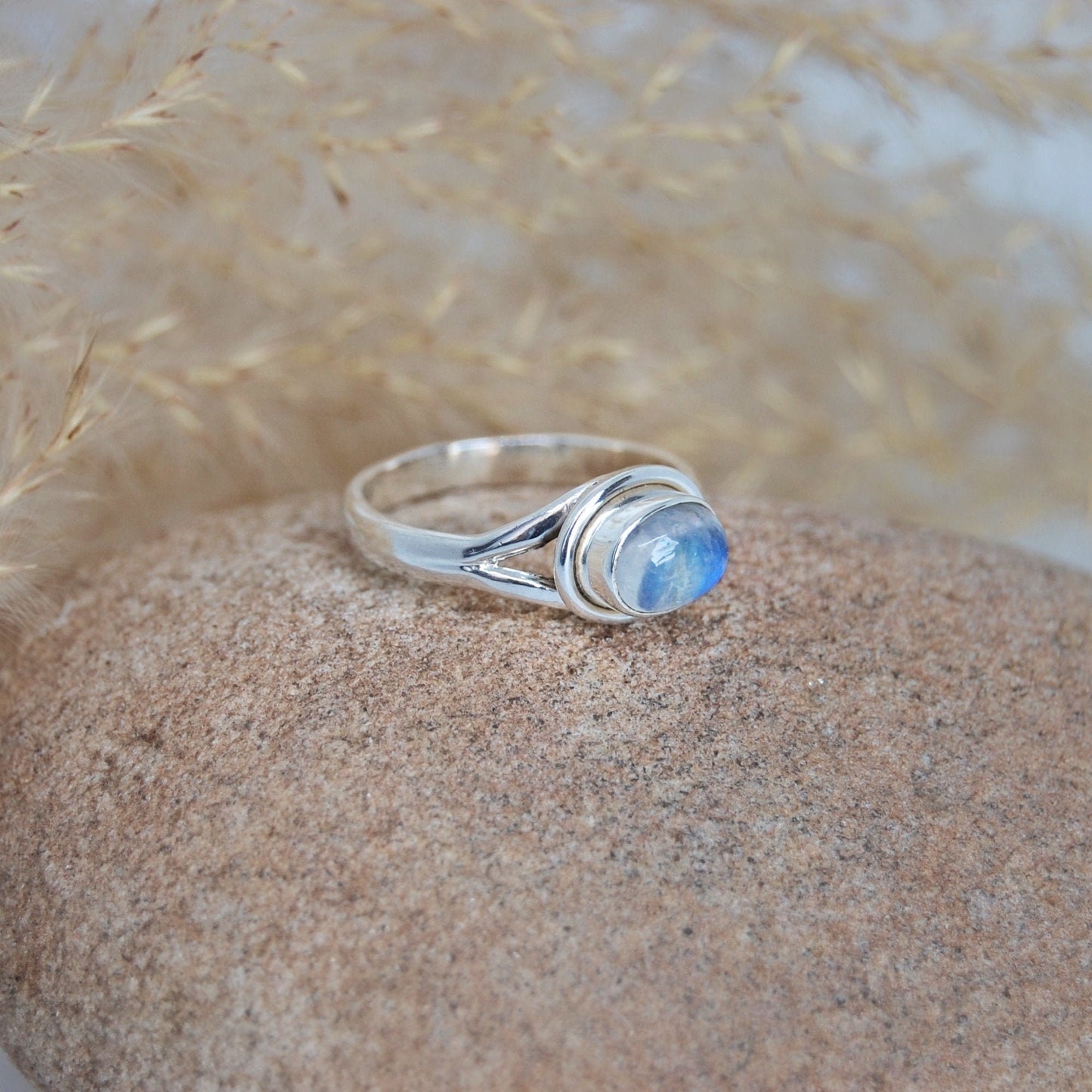 Rainbow Moonstone Ring