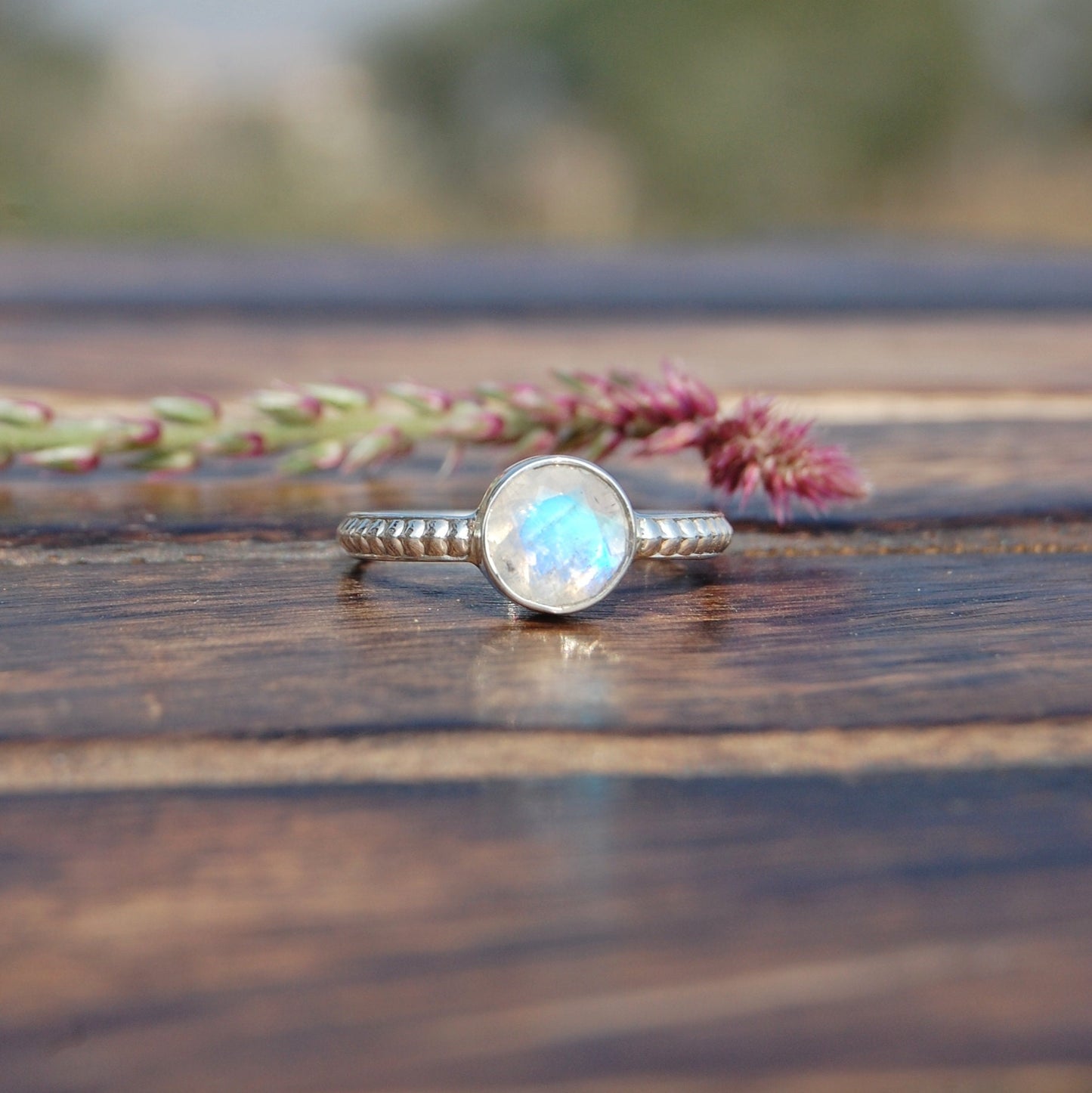 Rainbow Moonstone Dainty Ring