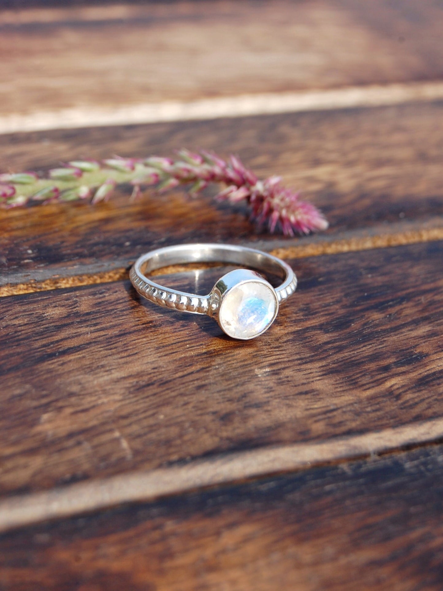 Rainbow Moonstone Dainty Ring