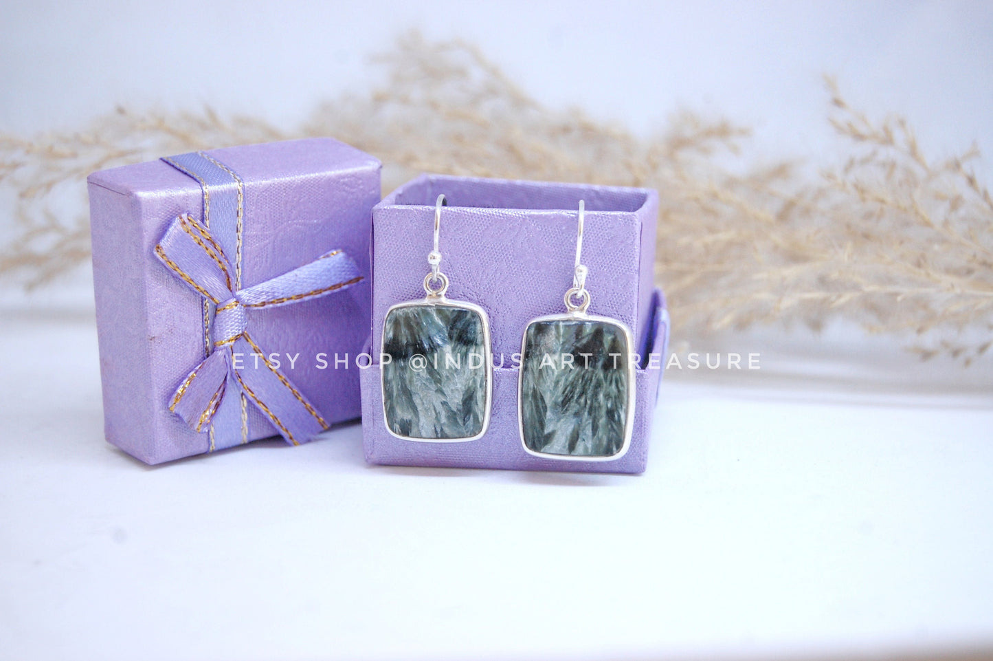 Seraphinite Silver Earrings