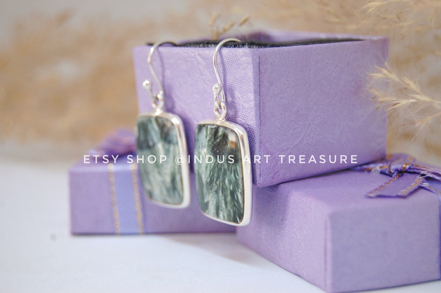 Seraphinite Silver Earrings