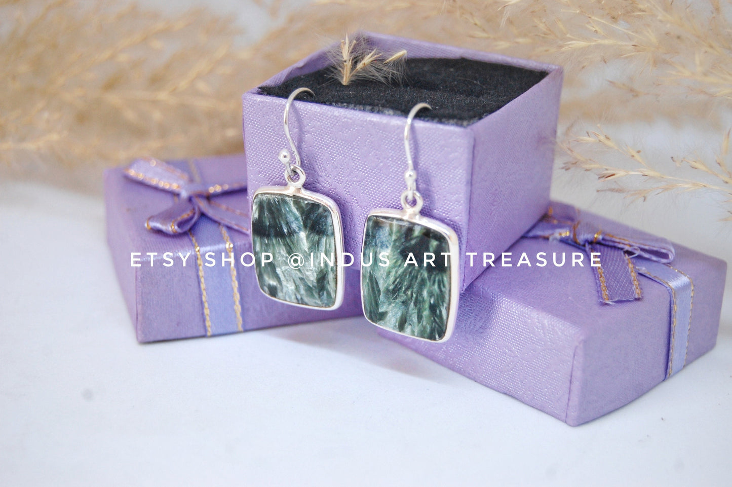 Seraphinite Silver Earrings