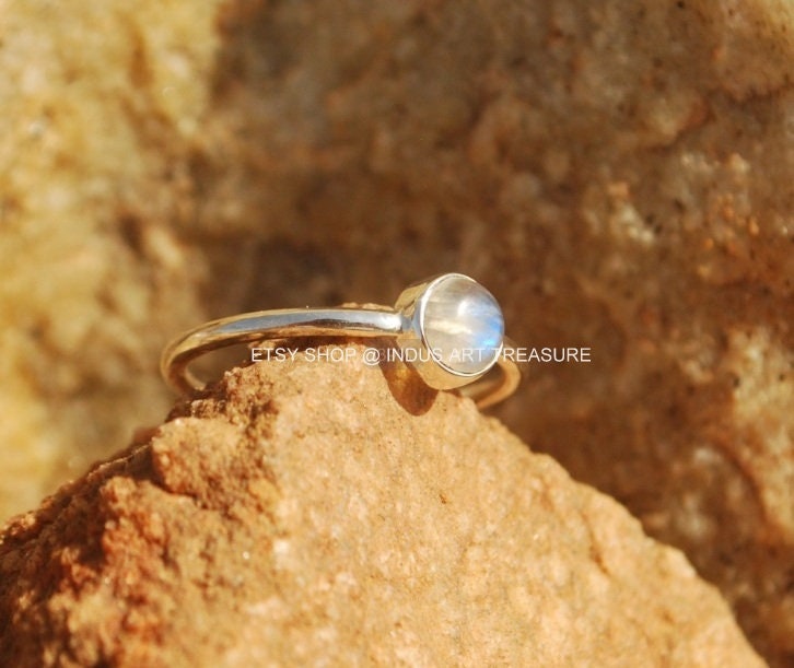 Rainbow Moonstone Dainty Ring
