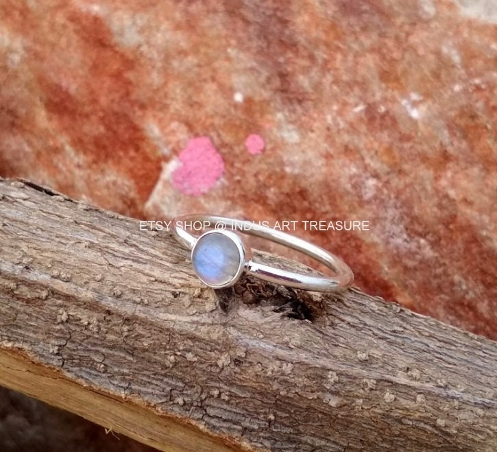 Rainbow Moonstone Dainty Ring