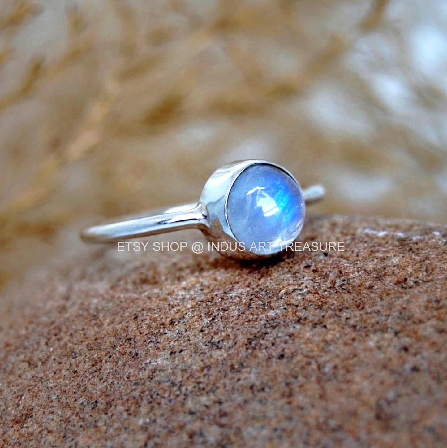 Rainbow Moonstone Dainty Ring