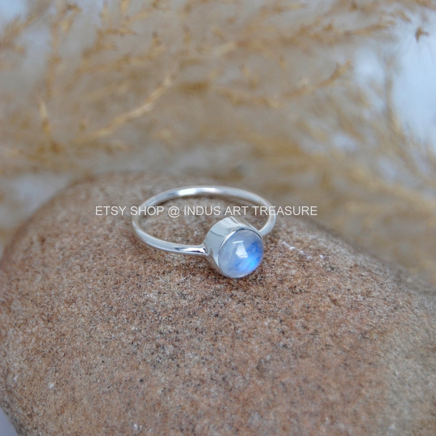Rainbow Moonstone Dainty Ring