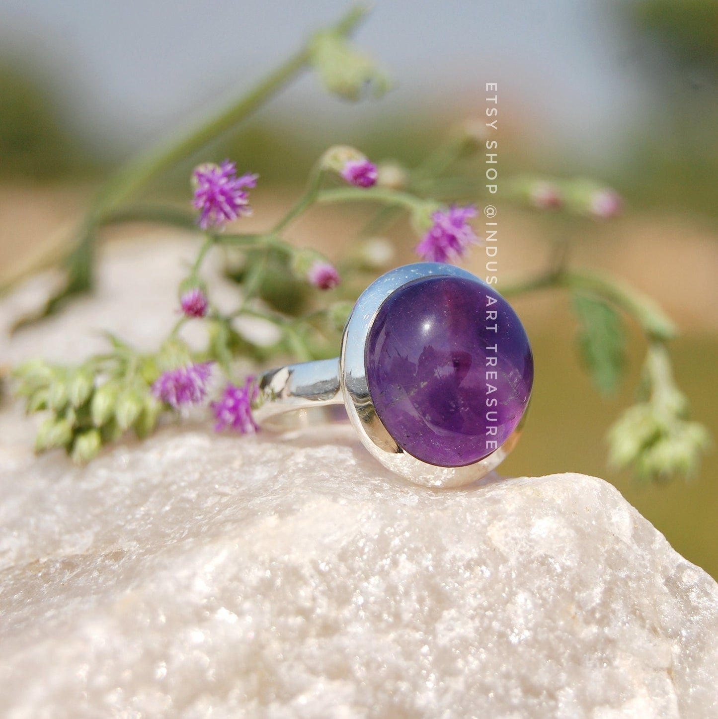 Amethyst Round Cab Ring