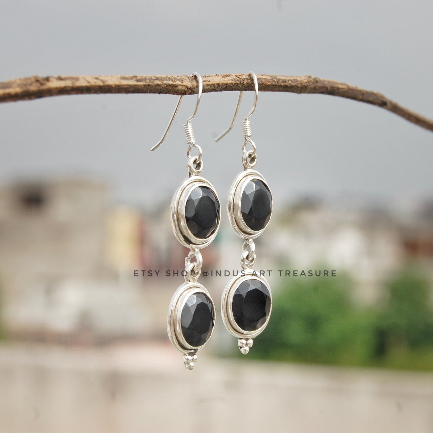 Black Onyx Dangle Earrings