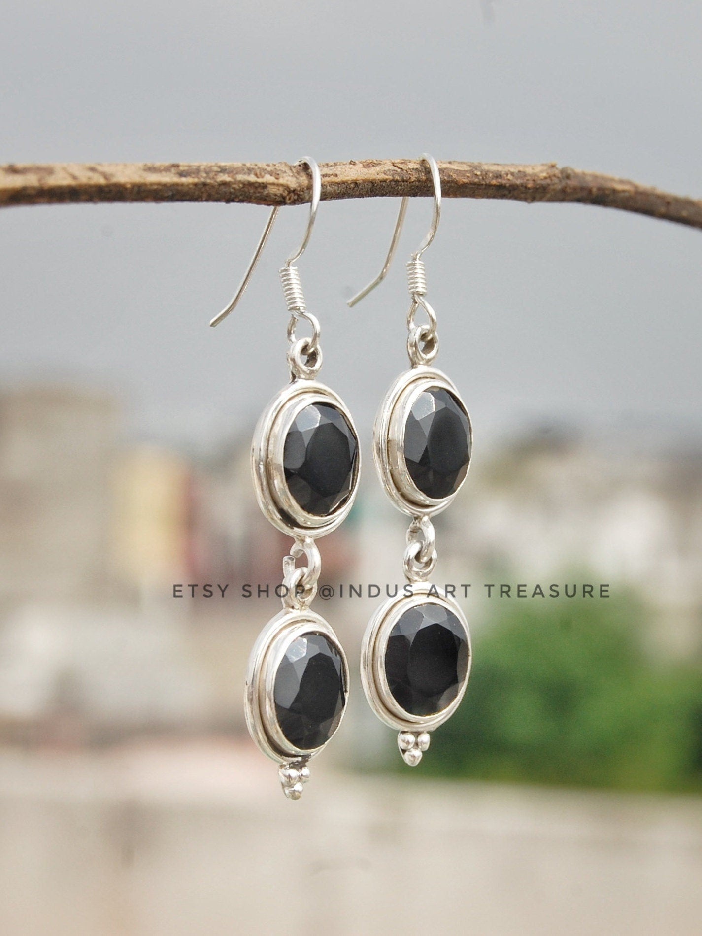 Black Onyx Dangle Earrings