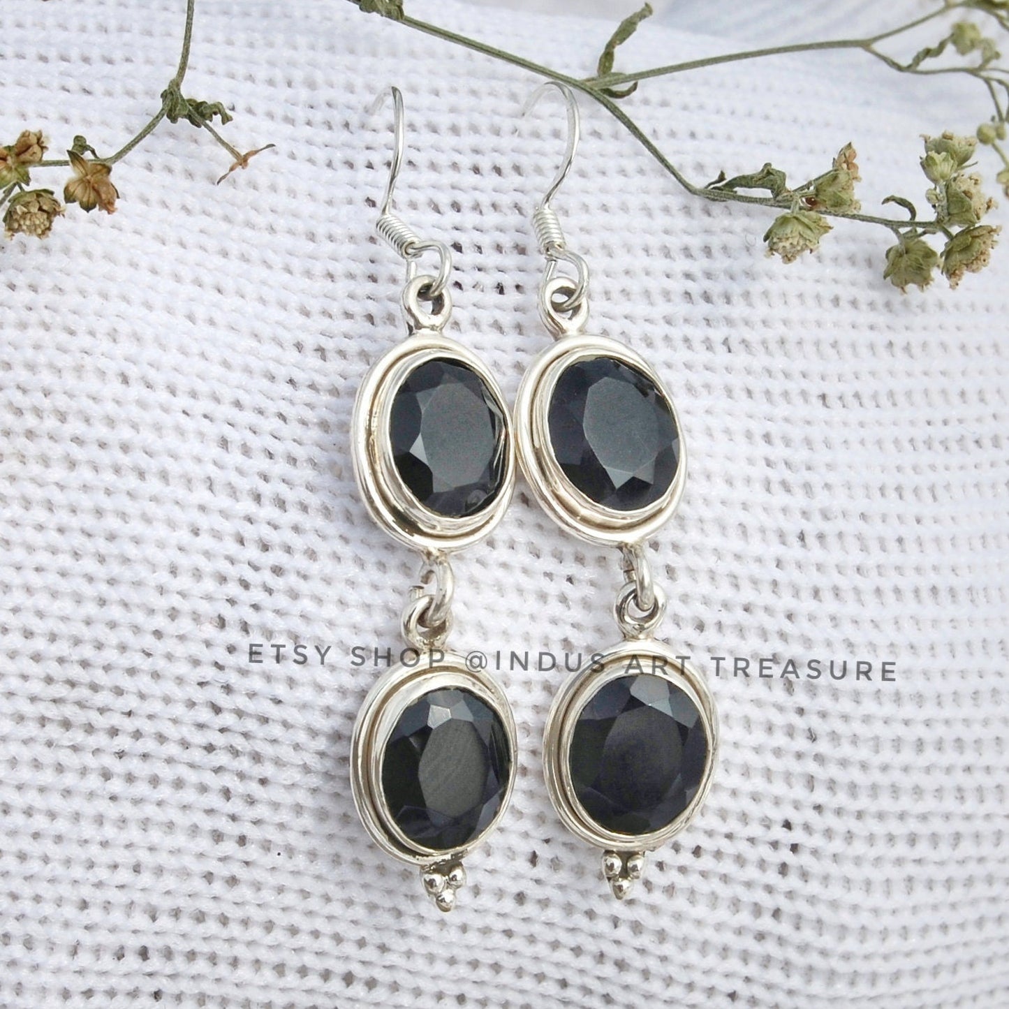 Black Onyx Dangle Earrings