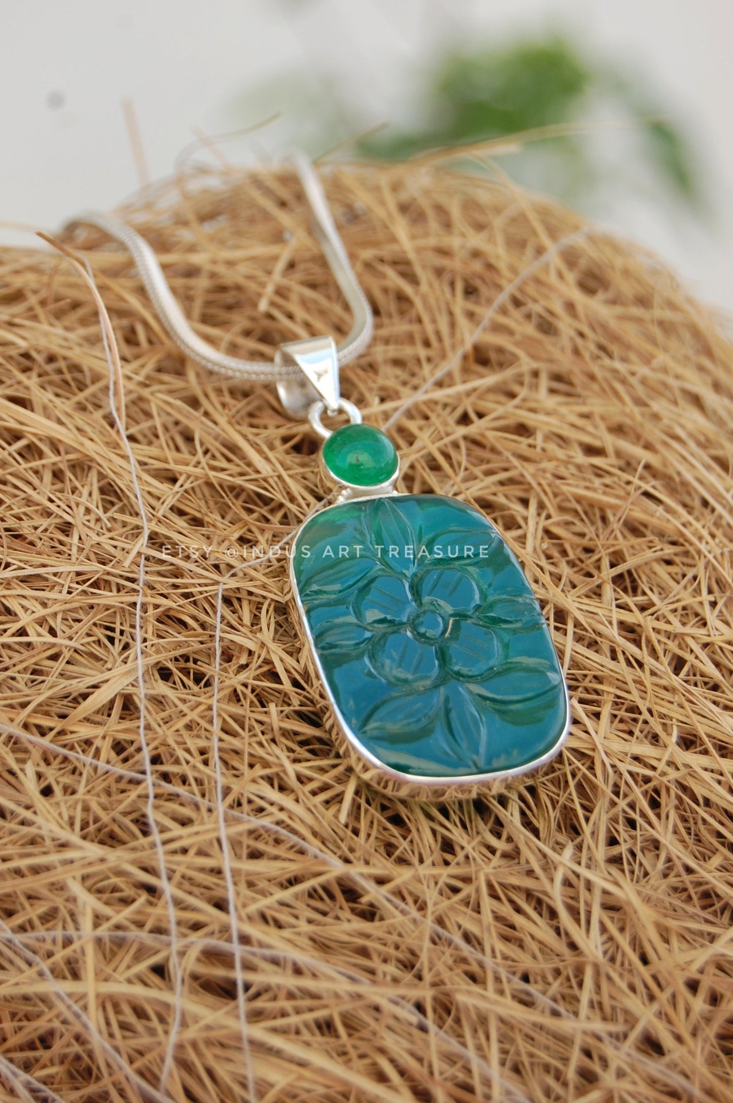 Healing Jade & Onyx Craved Pendant