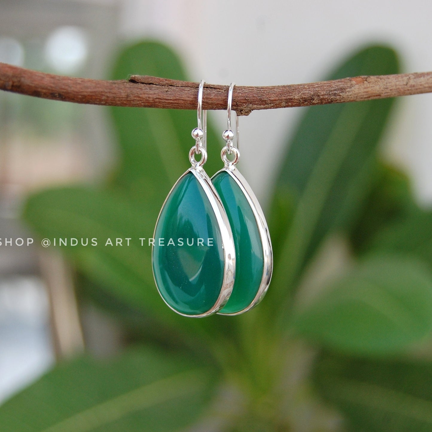 Green Onyx Drop Earrings