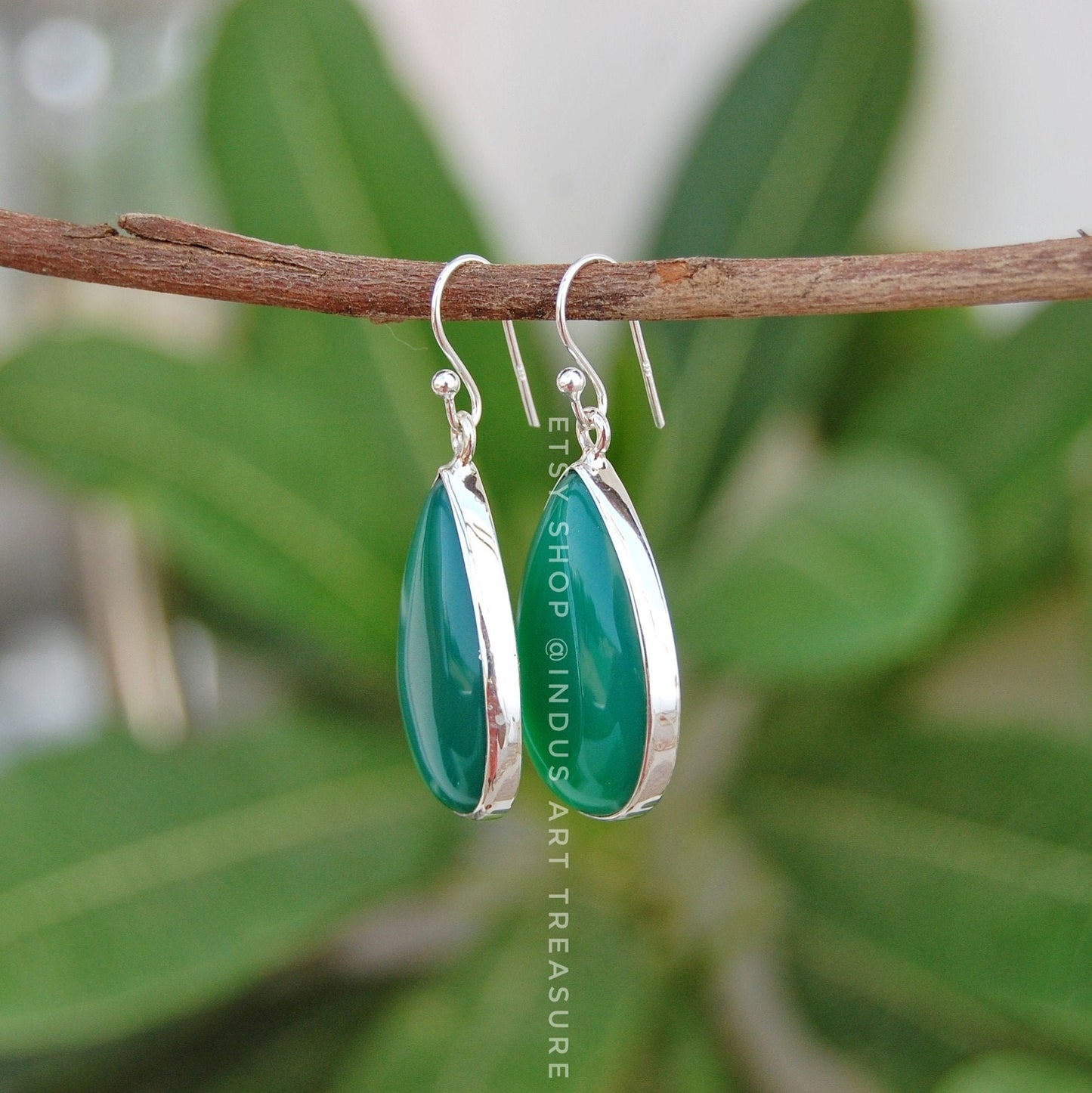 Green Onyx Drop Earrings