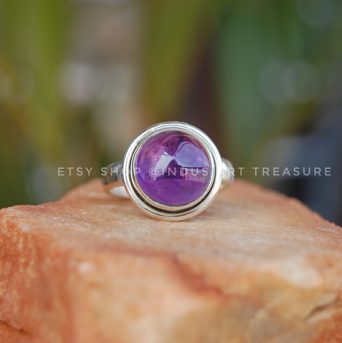 Purple Amethyst Round Ring