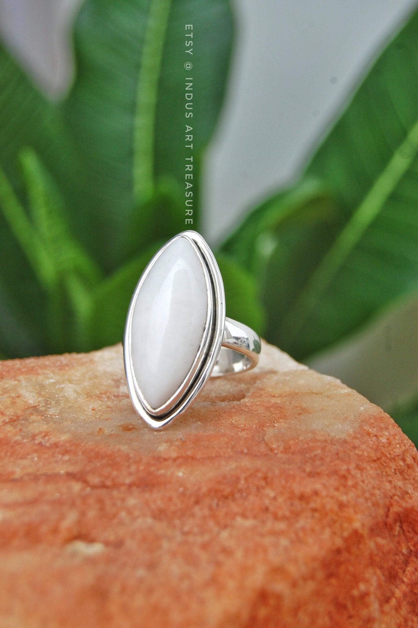 White Quartz Marquise Ring
