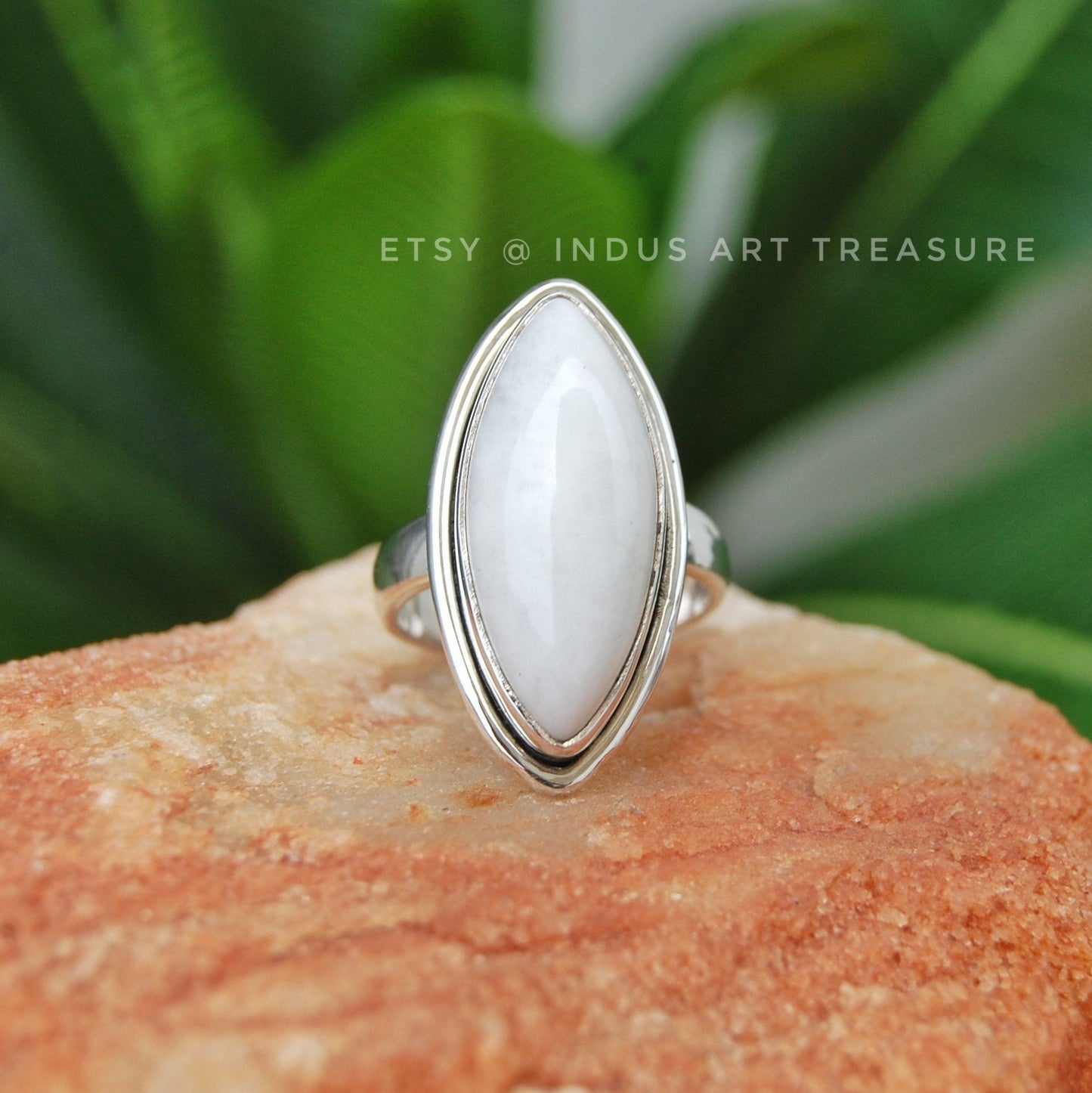 White Quartz Marquise Ring