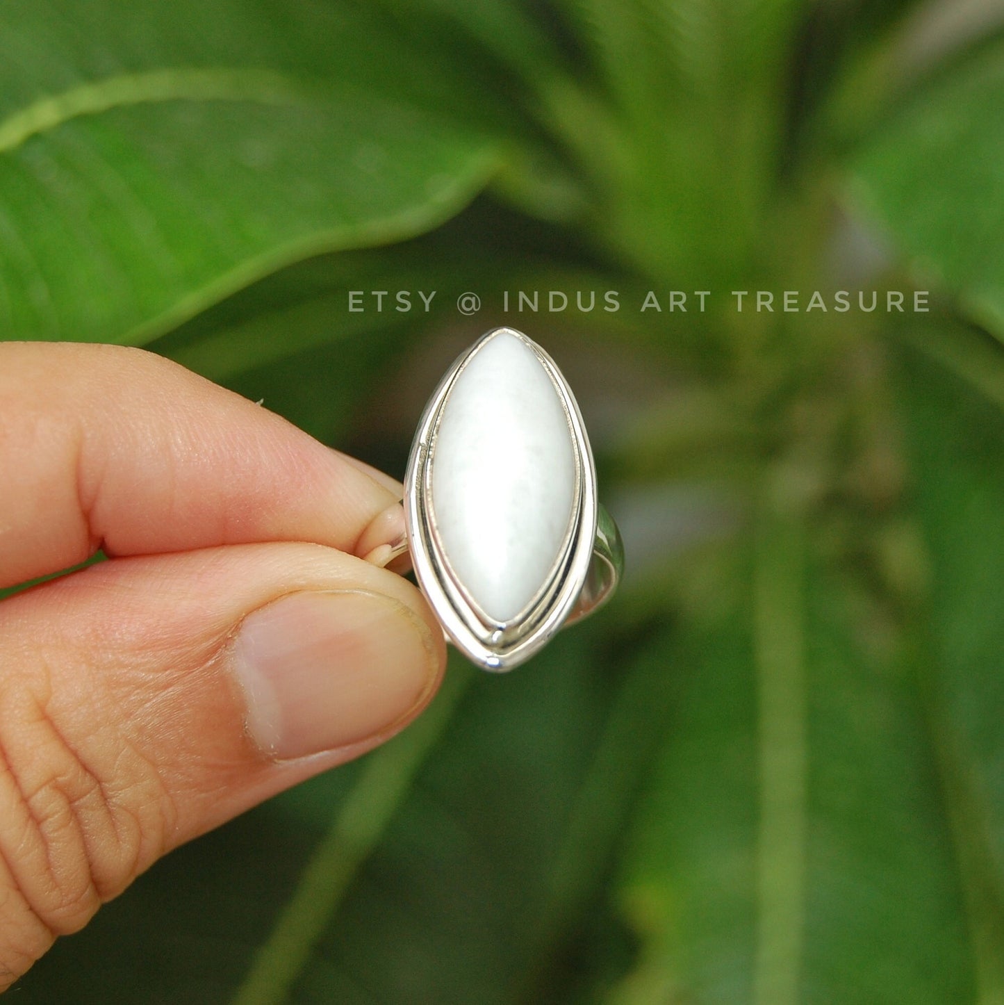 White Quartz Marquise Ring