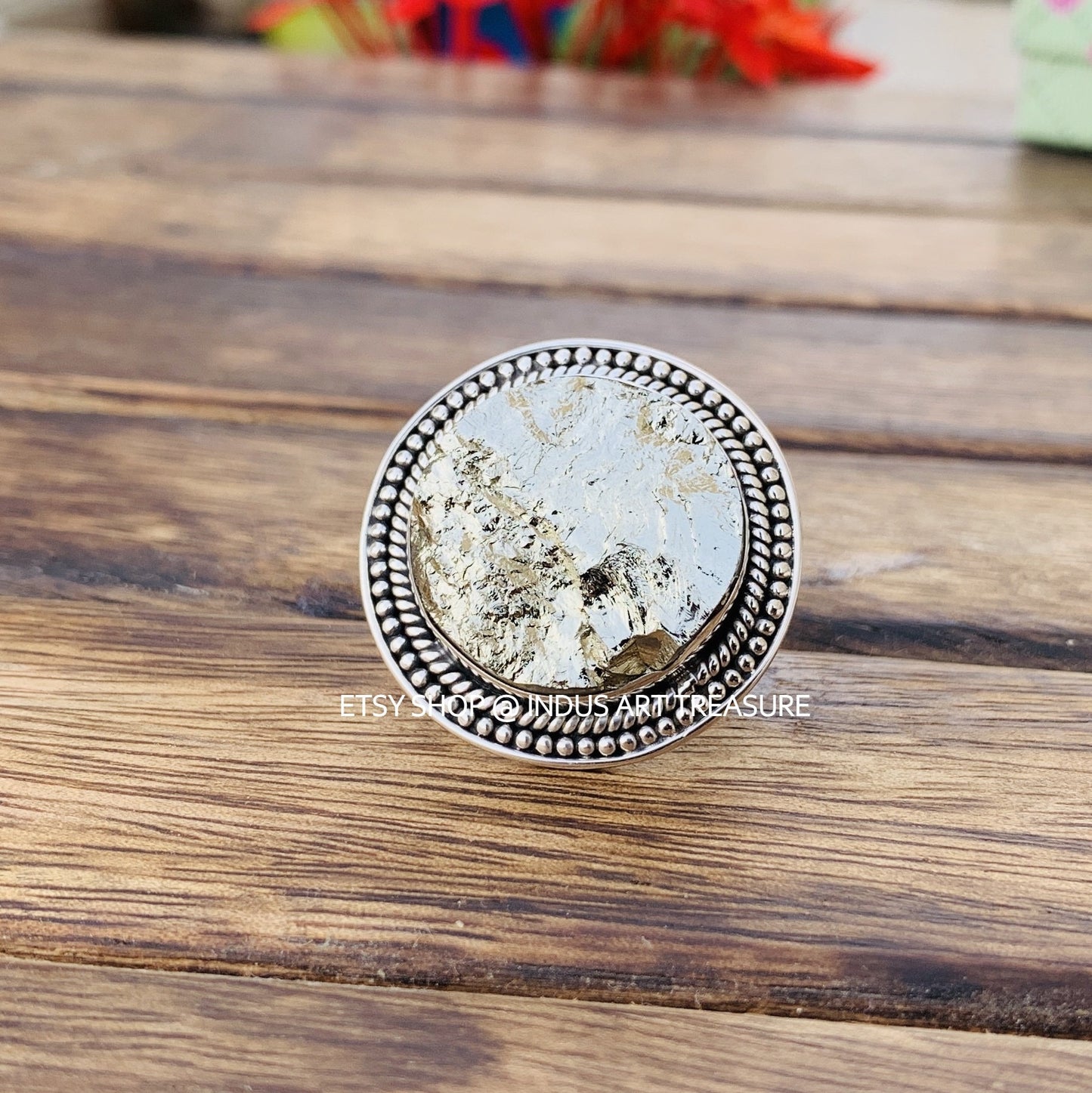 Pyrite Rough Statement Ring