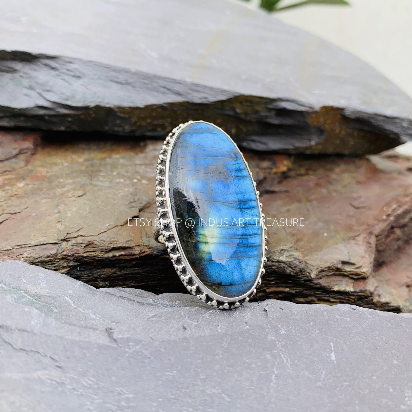 Blue Labradorite Statement Ring